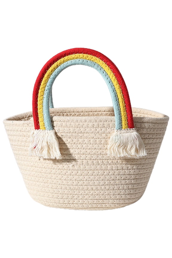 Woven Tote Bag for Women Cotton Rope 1Pack Portable Storage Multi Color