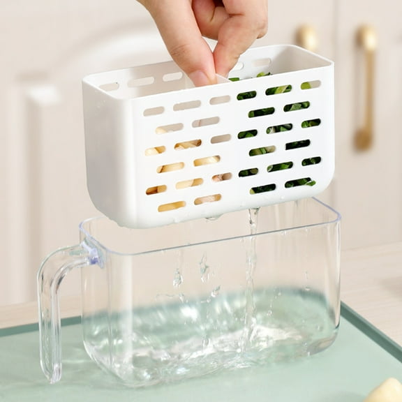 Soimiss Keep Lettuce Fresh Container Refrigerator Storage Box White Food-Grade Plastic 1Set