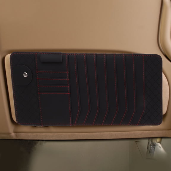 Soimiss Black Car Visor Organizer Pocket for Driving License Tickets Cd Storage Accessory