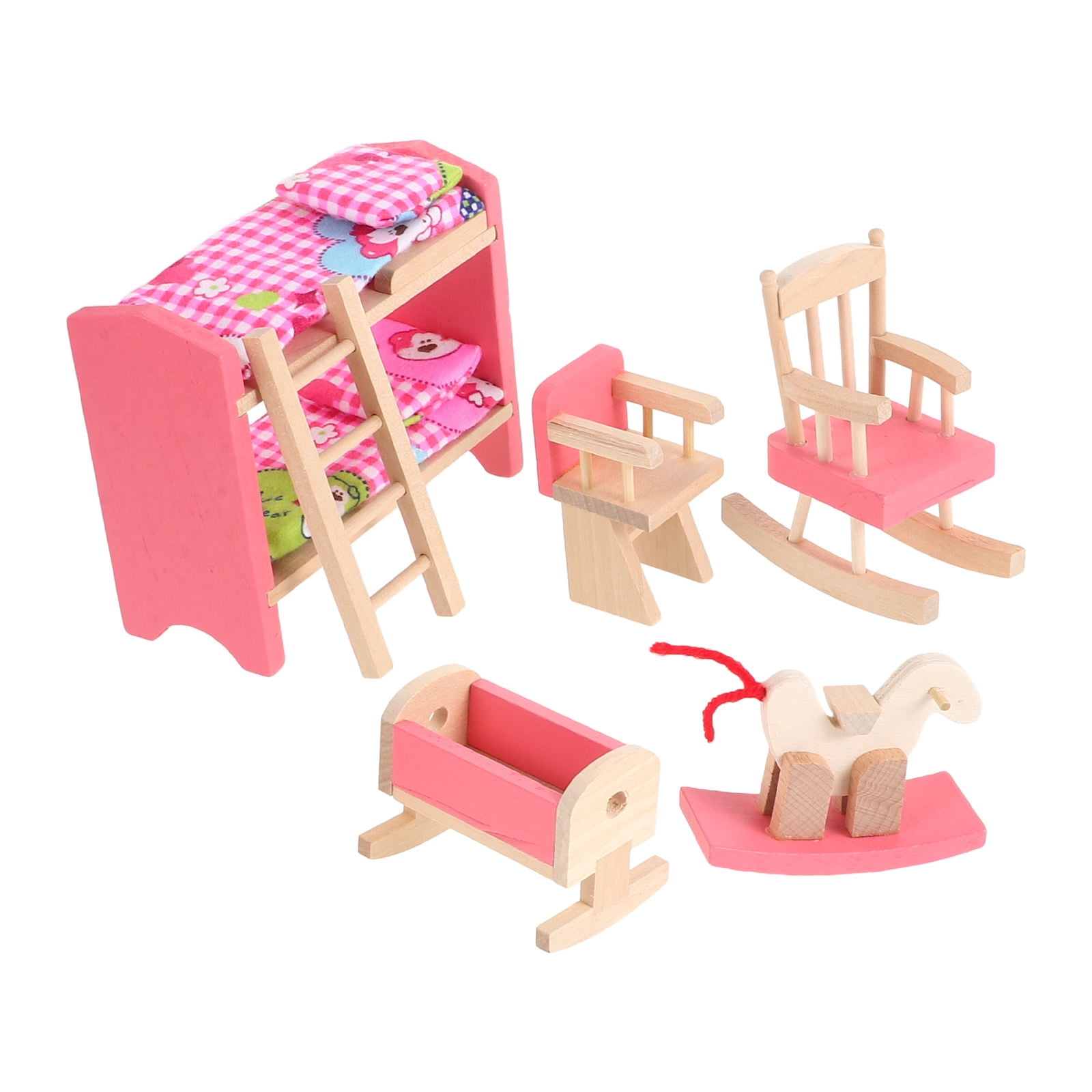 Soimiss dollhouse miniatures Wood Bunk Bed Assemblable/Disassemblable