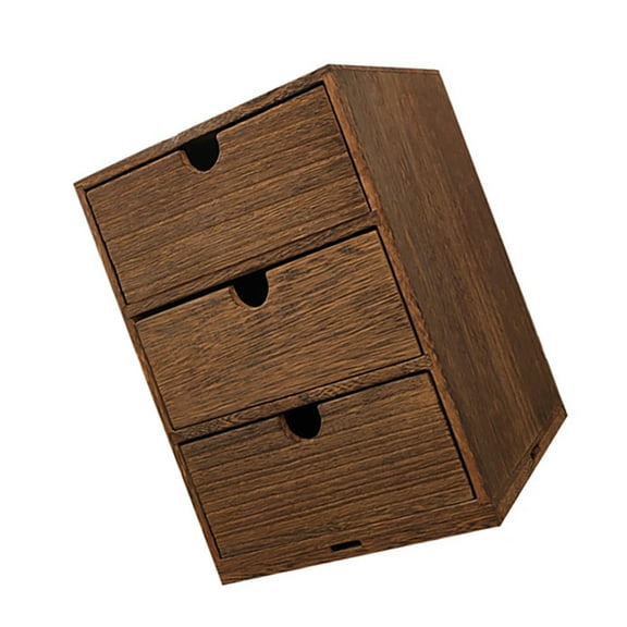 Soimiss Small Storage Organizer Wooden Storage Case Brown 1Set