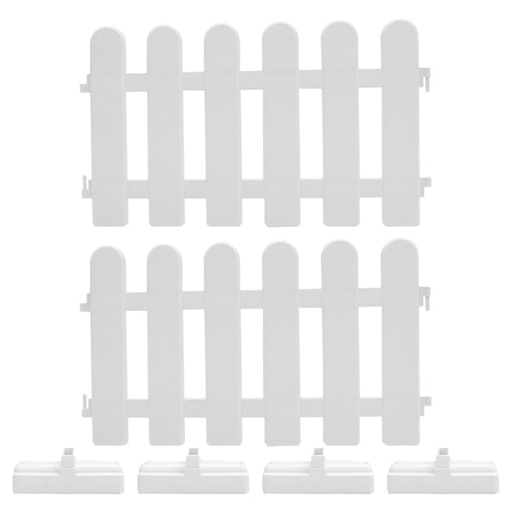 Soimiss 1Set Durable White PVC Garden Fence with Ground Stakes for Outdoor Yard Decoration