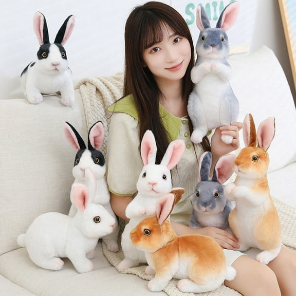 Soimiss Realistic Stuffed Animals Cute Stuffed Animal Bunny Car Decor 1 Set