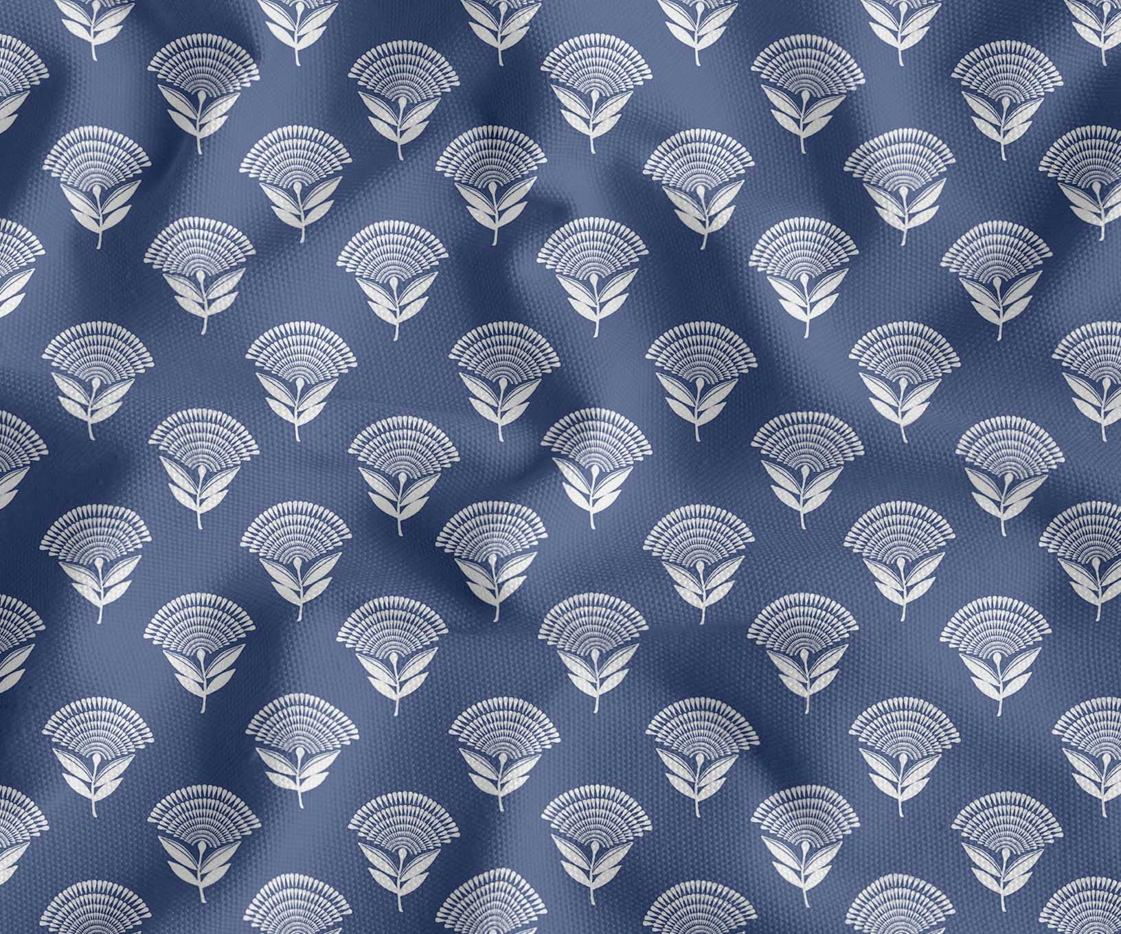 Soimoi 100% Cotton Canvas Fabric - Block Pattern, Blue | 56