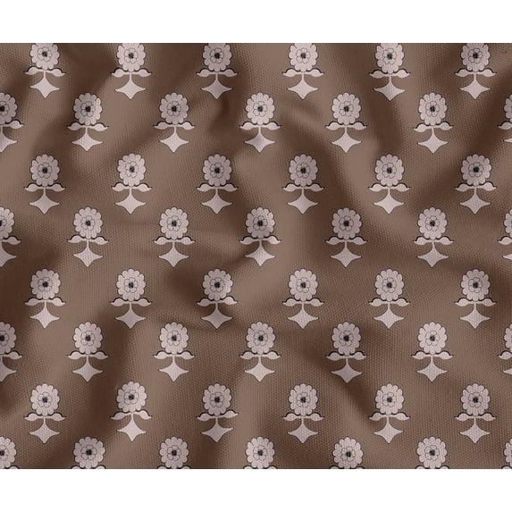 Soimoi 100% Cotton Canvas Fabric - Block Pattern, Brown | 56" Wide | Sold by The Yard | Medium Weight Upholstery Fabric for Home Dcor, Bags & DIY Projects