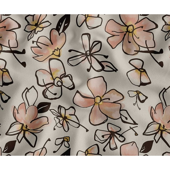 Soimoi 100% Cotton Canvas Fabric - Floral Print, Brown | 56" Wide | Sold by 2 Yard | Medium Weight Upholstery Fabric for Home Dcor, Bags & DIY Projects