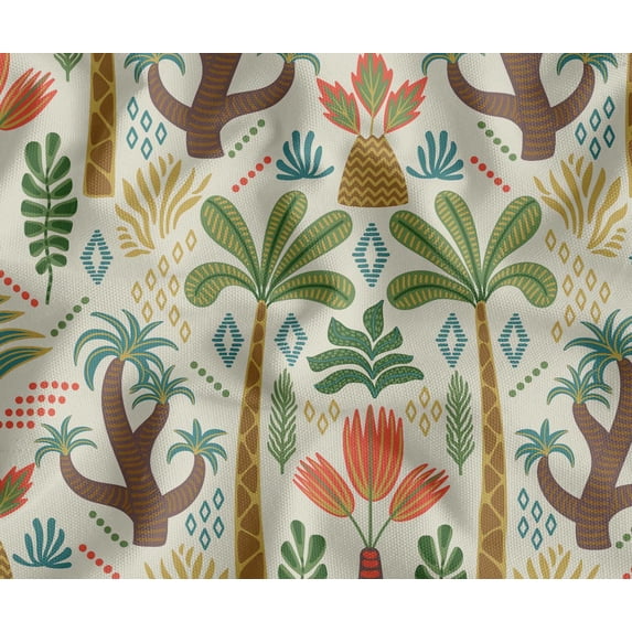 Soimoi 100% Cotton Canvas Fabric - Tree Print, Beige | 56" Wide | Sold by 2 Yard | Medium Weight Upholstery Fabric for Home Dcor, Bags & DIY Projects