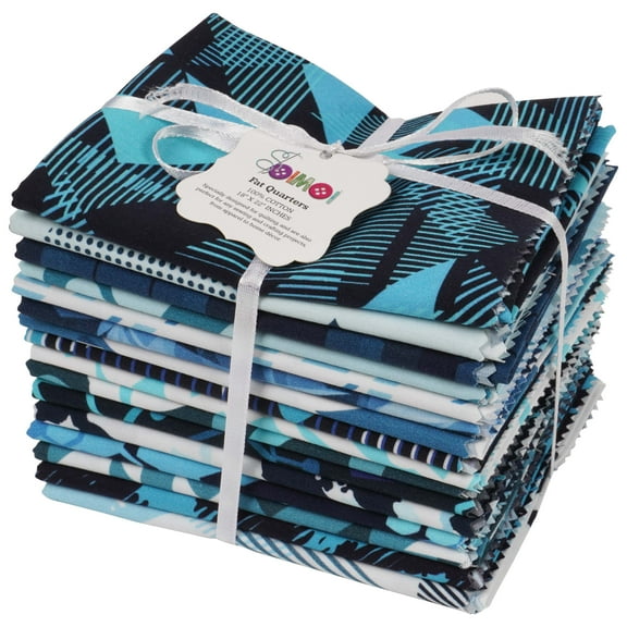 Soimoi 16 Pc Fat Quarter Bundle,AbstractPrint 18"x 22"DIY Patchwork-100% CottonPre-Cut Quilting Fabric Aqua Blue