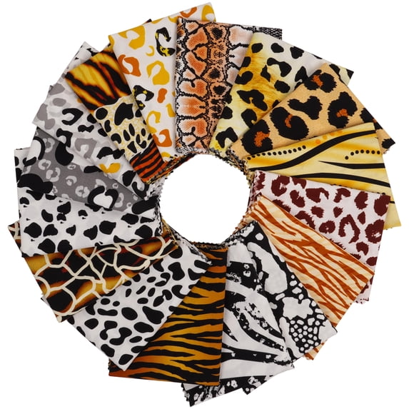 Soimoi 16 Pc Fat Quarter Bundle Animal Skin Print 18"x 22"DIY Patchwork-100% CottonPre-Cut Quilting Fabric White&Yellow