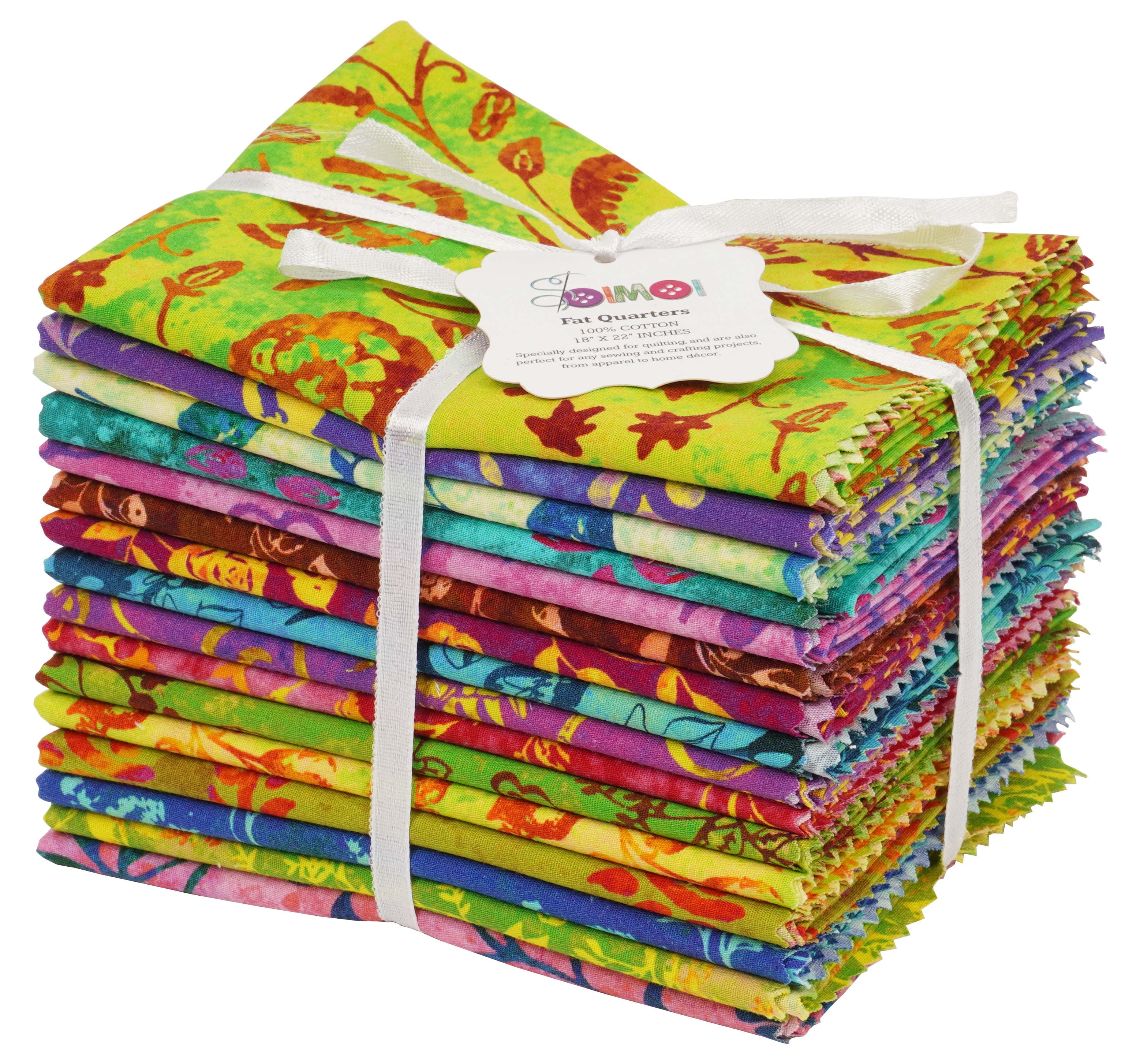 Soimoi 16 Pc Fat Quarter Bundle,BatikPrint 18"x 22"DIY Patchwork-100% CottonPre-Cut Quilting Fabric Multicolor