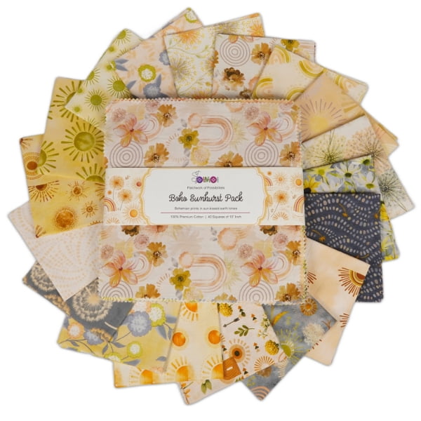 Soimoi 40 Pcs 10 x 10 inches Printied Quilting Fabric Bundles Precut, DIY Cotton Fabric Square, Printed Layer Cakes Patchwork Materials for Craft, Charm Squares for Quilts, Sewing