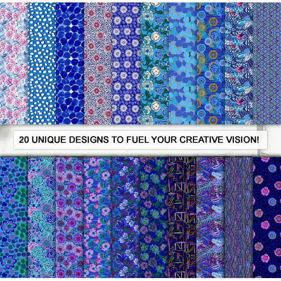 Soimoi 40 Pcs 10 x 10 inches Quilting Fabric Bundles Precut, DIY Cotton Fabric Squares, Printed Layer Cakes Patchwork Materials for Crafts Cloths Decor,Charm Squares for Quilts,Sewing - Blue Harmony