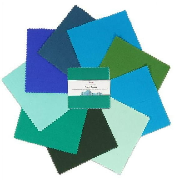 Soimoi 40 Pcs 10 x 10 inches Solid Quilting Fabric Bundles Precut, DIY Cotton Fabric Squares, Solid Layer Cakes Patchwork Materials for Crafts, Charm Squares for Quilts, Sewing - Ocean Breeze
