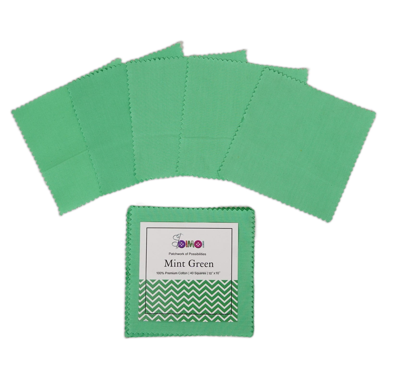 Soimoi 40 Pcs 10 x 10 inches Solid Quilting Fabric Bundles Precut, DIY Cotton Fabric Squares, Solid Layer Cakes Patchwork Materials for Crafts, Charm Squares for Quilts, Sewing - Mint Green