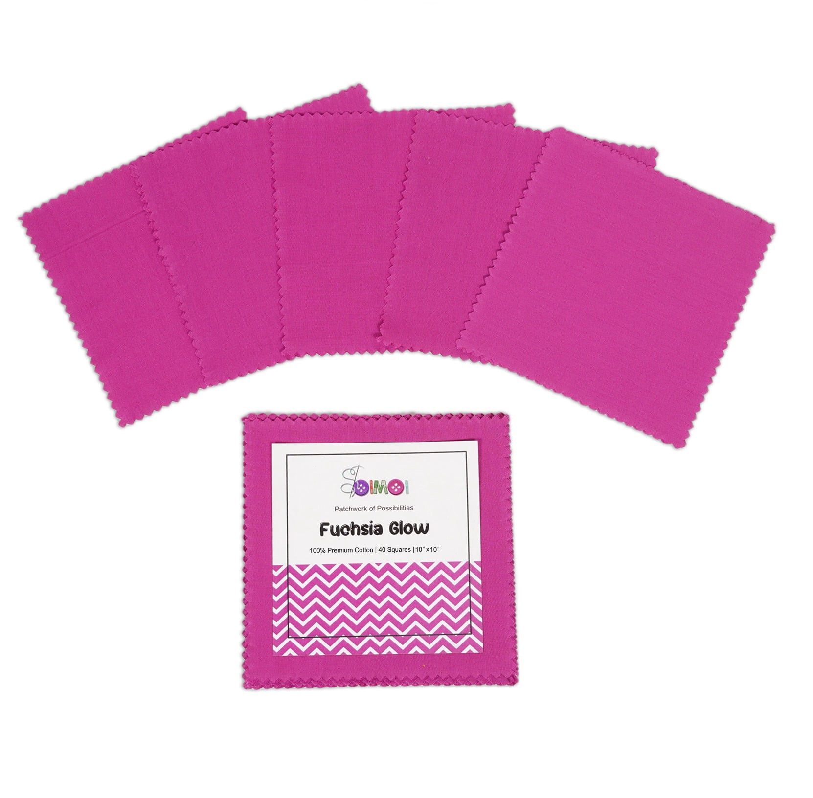 Soimoi 40 Pcs 10 x 10 inches Solid Quilting Fabric Bundles Precut, DIY Cotton Fabric Squares, Solid Layer Cakes Patchwork Materials for Crafts, Charm Squares for Quilts, Sewing - Fuchsia Glow