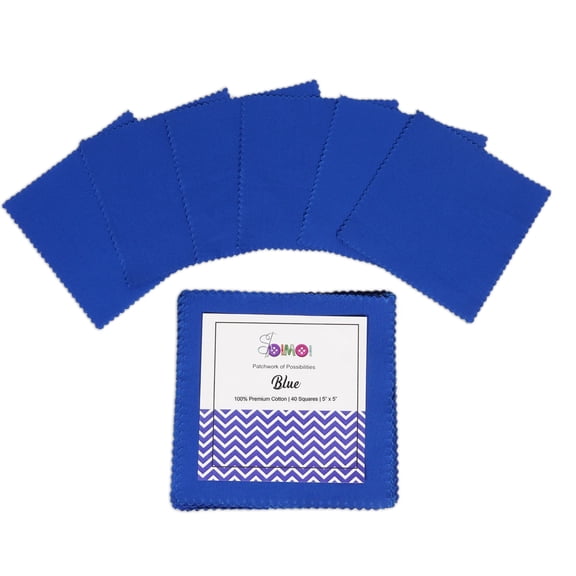 Soimoi 40 Pcs 5 X 5 inches Solid Quilting Fabric Bundles Precut, DIY Cotton Fabric Squares, Solid Layer Cakes Patchwork Materials for Crafts, Charm Squares for Quilts, Sewing - Blue