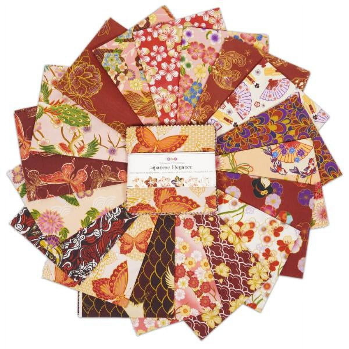 Soimoi 40 Pcs 5 x 5 inches Quilting Fabric Bundles Precut, DIY Cotton Fabric Squares, Printed Layer Cakes Patchwork Materials for Crafts Cloths Decor,Sewing- Japanese Elegance