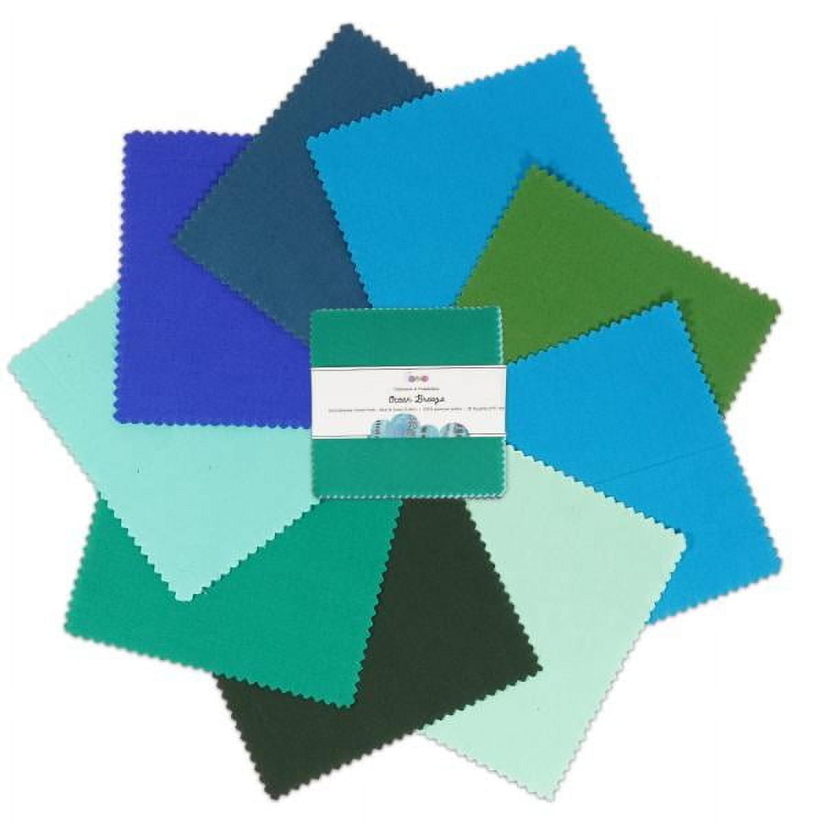 Soimoi 40 Pcs Solid Cotton Fabric Squares Bundles Charm Packs for Quilting, Fat Quarter Layer Cakes, Fabric Scraps for Crafts,Precuts Quilt Squares 5 x 5 inches, DIY Fabric Bundle - Ocean Breeze
