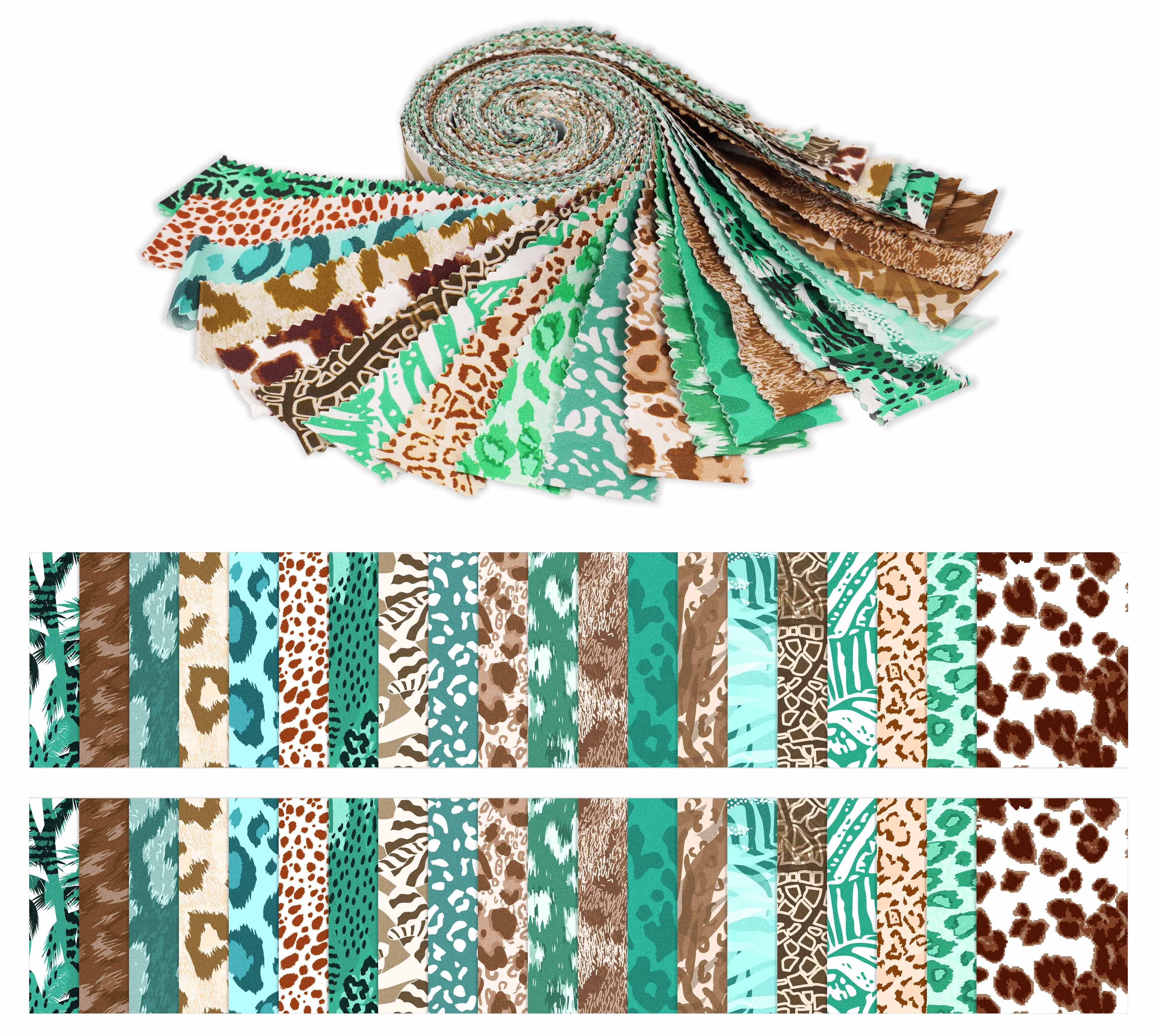 Soimoi 40Pcs Animal Skin Print Cotton Precut Fabrics For Quilting Craft Strips 2.5x42 inches Jelly Roll - Multicolor