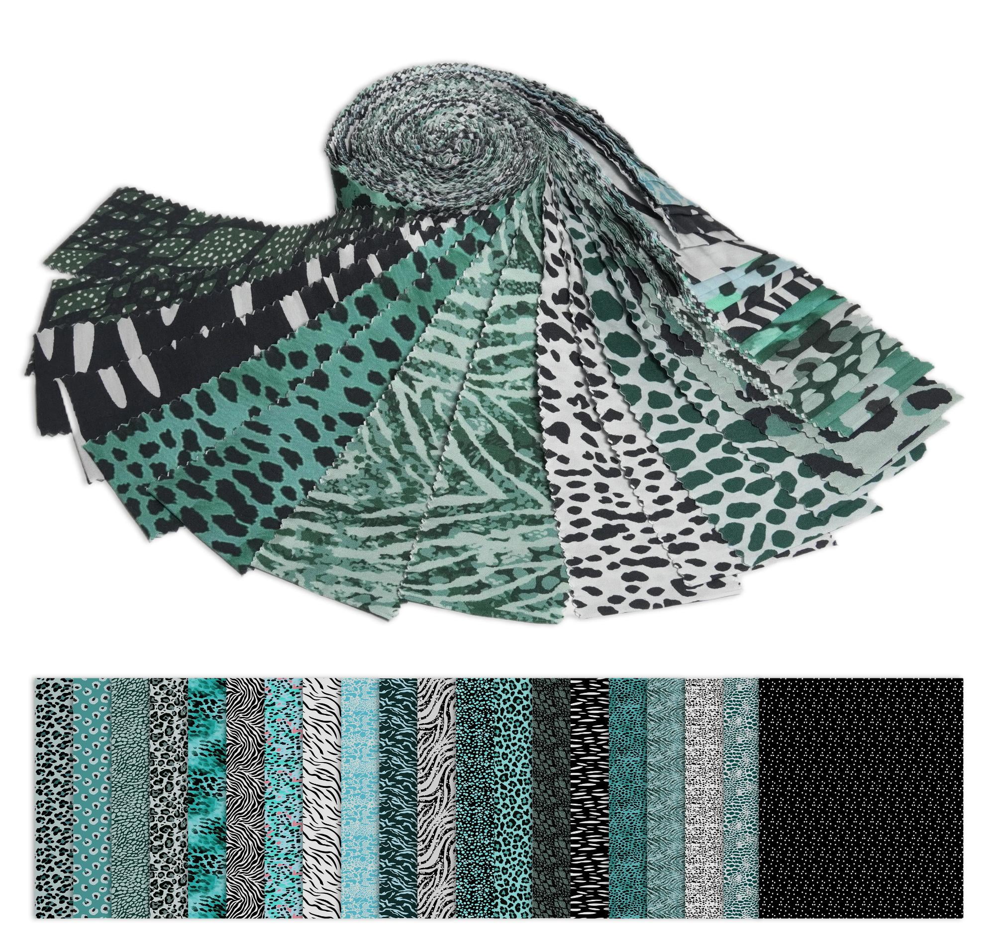 Soimoi 40Pcs Animal Skin Print Cotton Precut Fabrics for Quilting Craft Strips 2.5 x 42 inches Jelly Roll