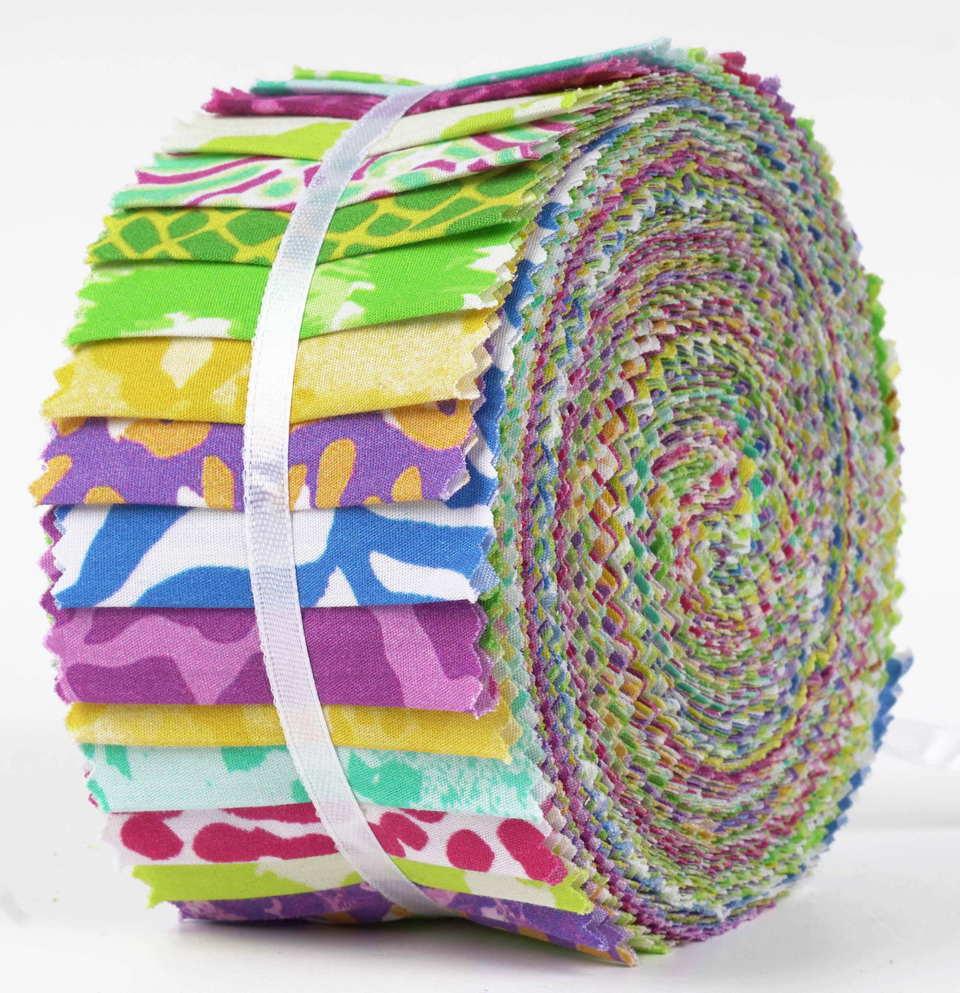 Soimoi 40Pcs Animals Print Cotton Precut Fabrics For Quilting Craft Strips 2.5x42inches Jelly Roll - Multicolor