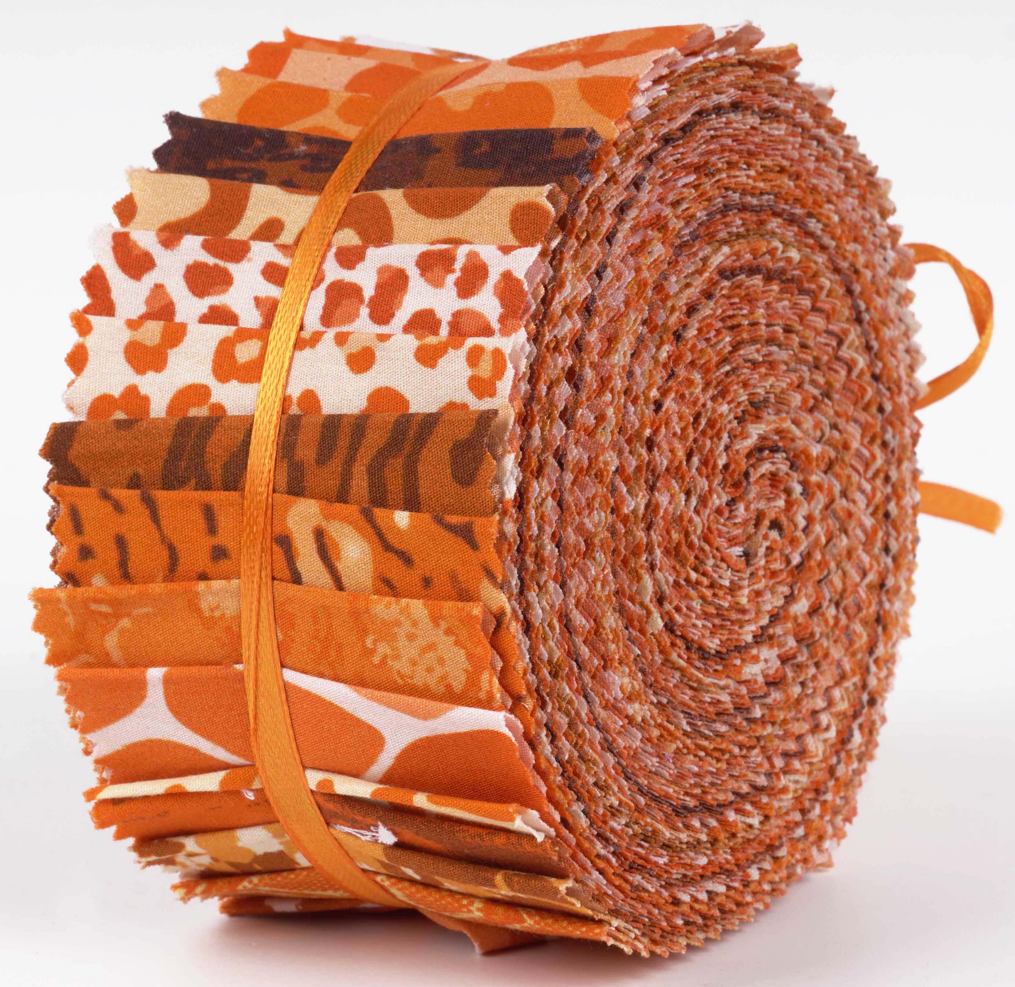 Soimoi 40Pcs Animals Print Cotton Precut Fabrics For Quilting Craft Strips 2.5x42inches Jelly Roll - Orange