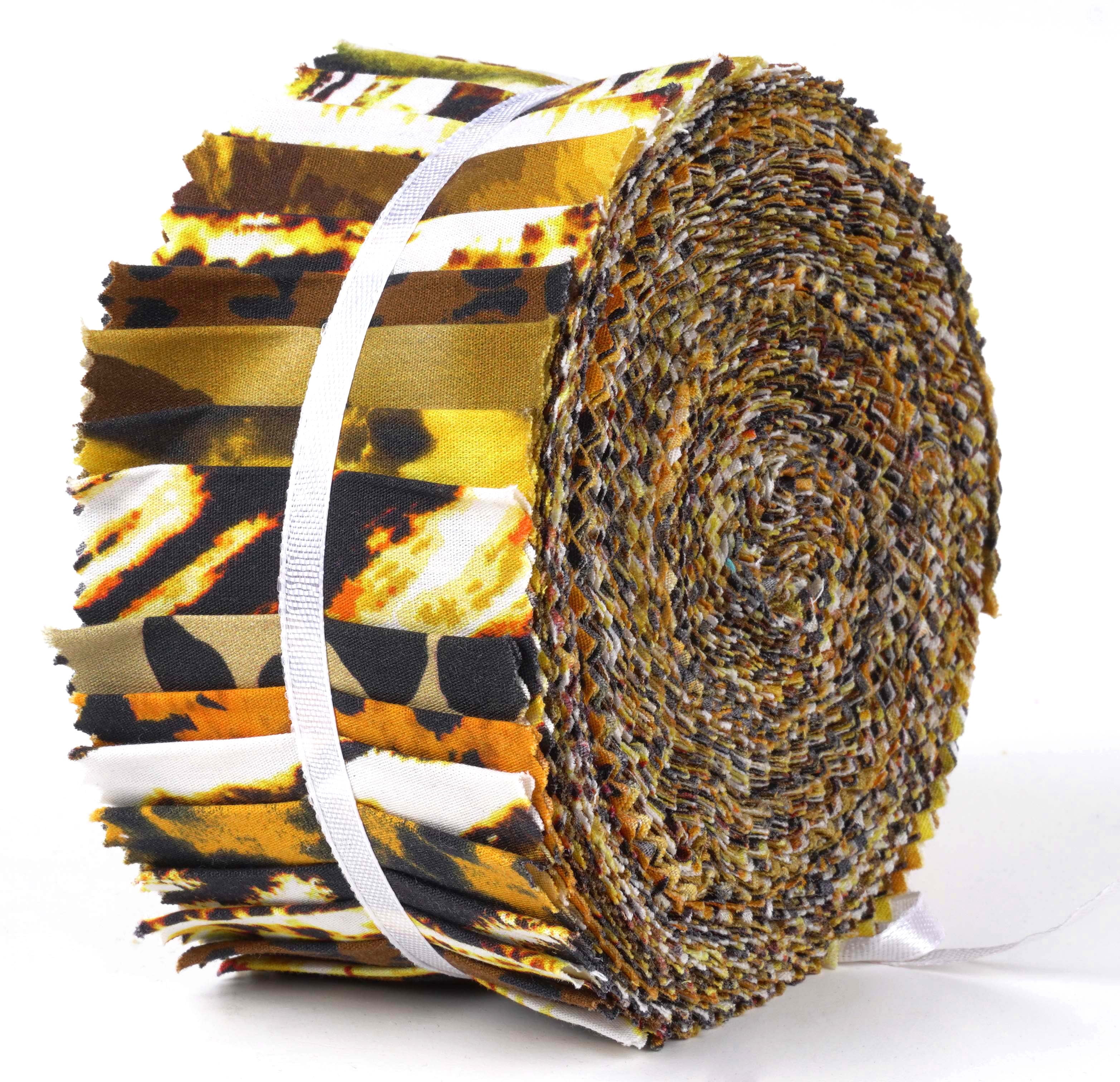 Soimoi 40Pcs Animals Print Cotton Precut Fabrics For Quilting Craft Strips 2.5x42inches Jelly Roll - Yellow