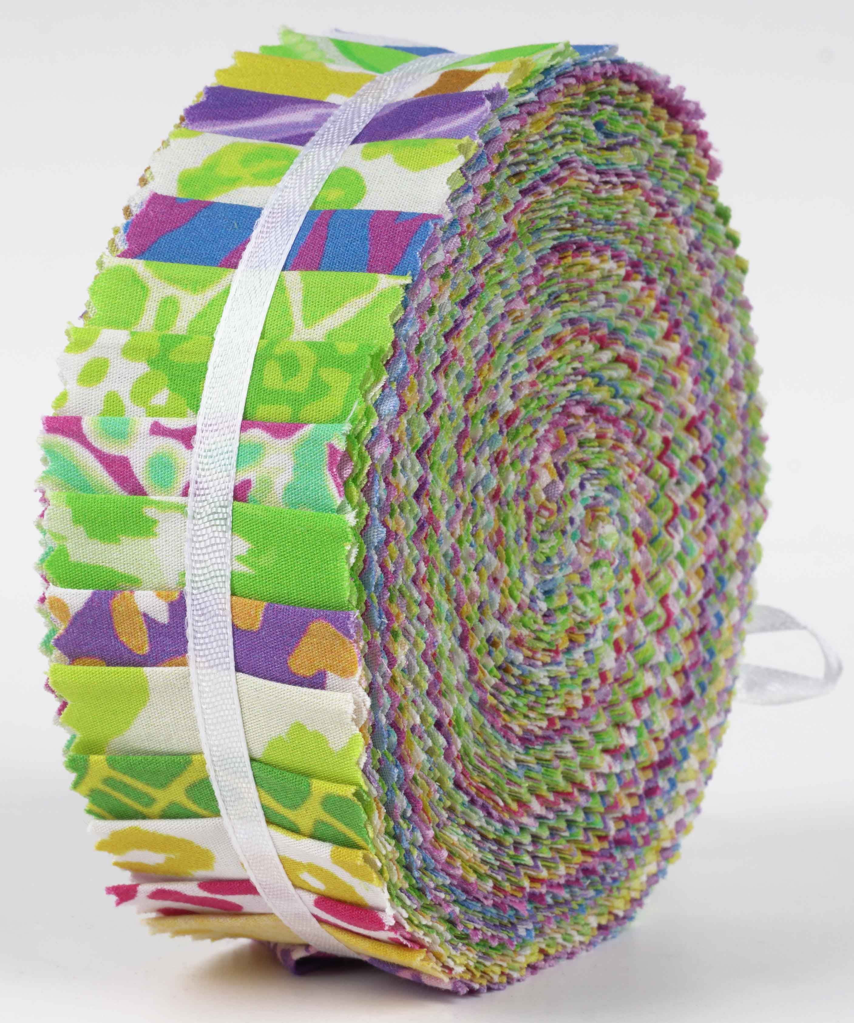 Soimoi 40Pcs Animals Print Precut Fabrics Strips Roll Up 1.5x42inches Cotton Jelly Rolls For Quilting - Multicolor