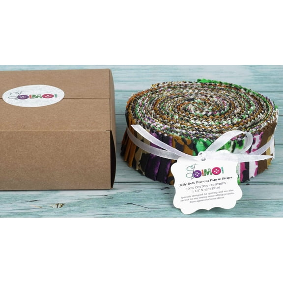 Soimoi 40Pcs Animals Print Precut Fabrics Strips Roll Up 1.5x42inches Cotton Jelly Rolls For Quilting - Multicolor