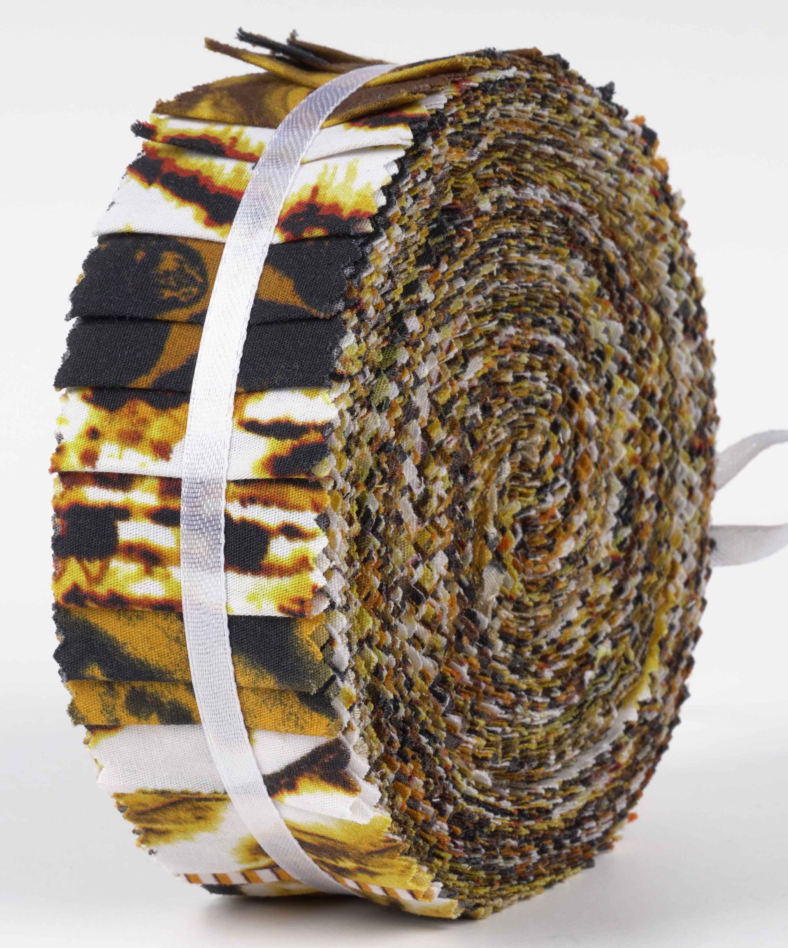 Soimoi 40Pcs Animals Print Precut Fabrics Strips Roll Up 1.5x42inches Cotton Jelly Rolls For Quilting - Yellow