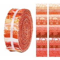 Soimoi 40Pcs Asian Block Print Precut Fabrics Strips Roll Up 1.5x42inches Cotton Jelly Rolls For Quilting - Peach & Orange
