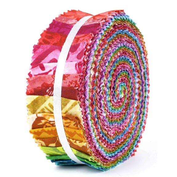 Soimoi 40Pcs Batik Print Precut Fabrics Strips Roll Up 1.5x42inches Cotton Jelly Rolls For Quilting - Red