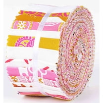 Soimoi 40Pcs Block Print Cotton Precut Fabrics For Quilting Craft Strips 2.5x42inches Jelly Roll - Light Pink