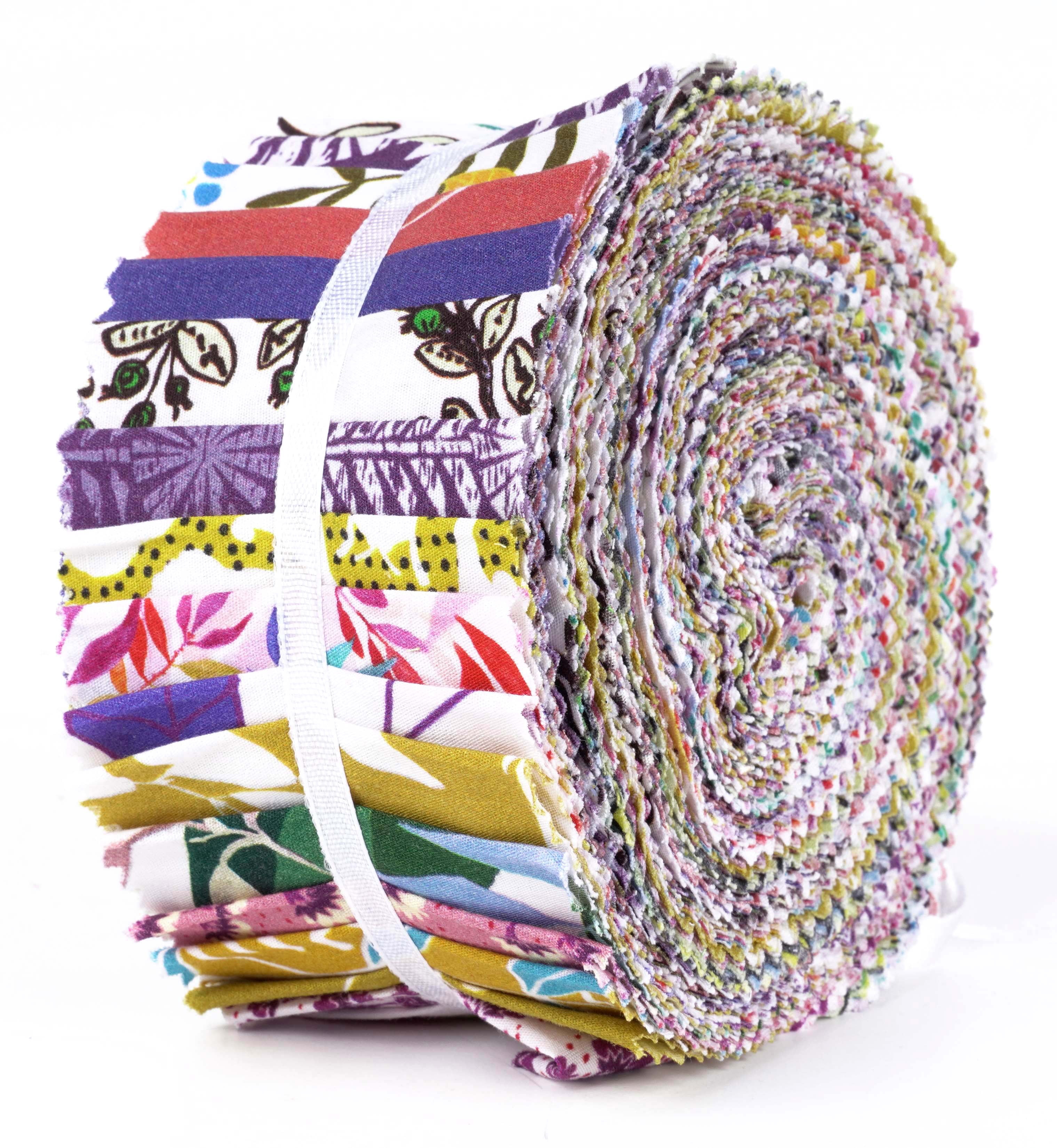 Soimoi 40Pcs Block Print Cotton Precut Fabrics For Quilting Craft Strips 2.5x42inches Jelly Roll - Multicolor
