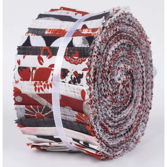 Soimoi 40Pcs Block Print Cotton Precut Fabrics For Quilting Craft Strips 2.5x42inches Jelly Roll - Red