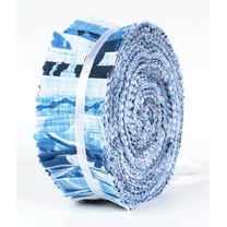 Soimoi 40Pcs Block Print Precut Fabrics Strips Roll Up 1.5x42inches Cotton Jelly Rolls For Quilting - Blue