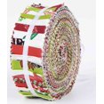 thumbnail image 1 of Soimoi 40Pcs Block Print Precut Fabrics Strips Roll Up 1.5x42inches Cotton Jelly Rolls For Quilting - Green, 1 of 9