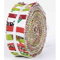 Soimoi 40Pcs Block Print Precut Fabrics Strips Roll Up 1.5x42inches Cotton Jelly Rolls For Quilting - Green