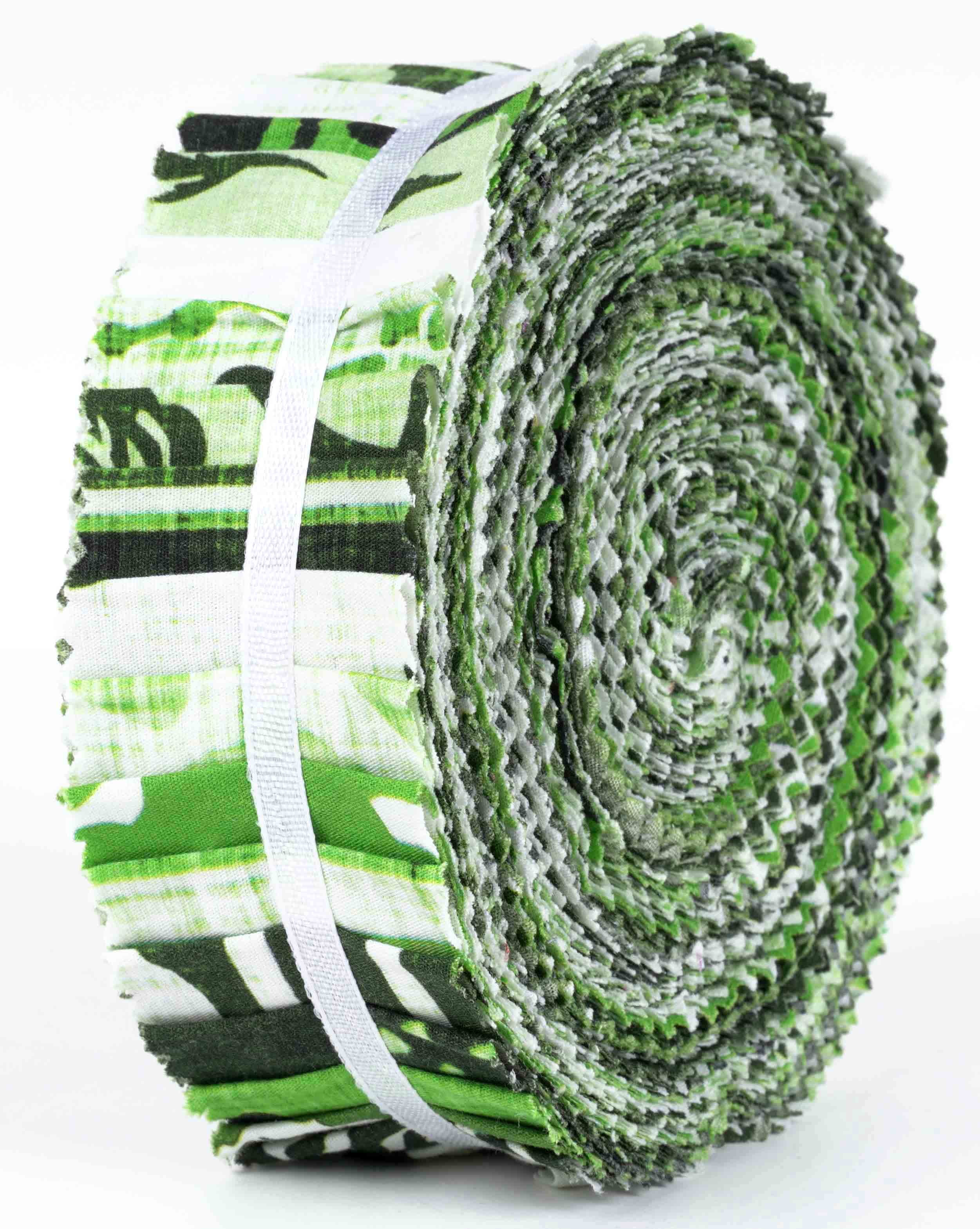Soimoi 40Pcs Block Print Precut Fabrics Strips Roll Up 1.5x42inches Cotton Jelly Rolls For Quilting - Green
