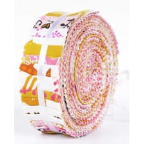 Soimoi 40Pcs Block Print Precut Fabrics Strips Roll Up 1.5x42inches Cotton Jelly Rolls For Quilting - Light Pink