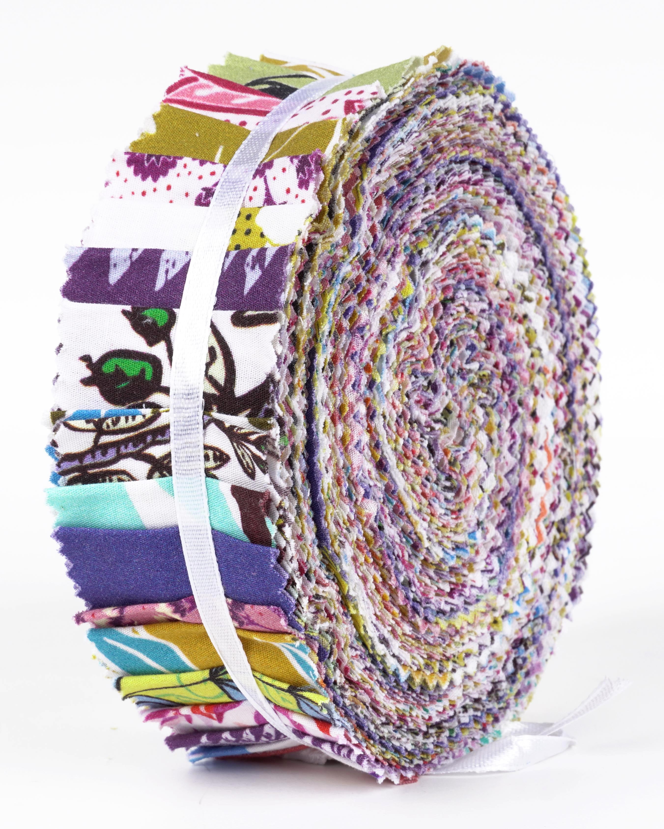 Soimoi 40Pcs Block Print Precut Fabrics Strips Roll Up 1.5x42inches Cotton Jelly Rolls For Quilting - Multicolor