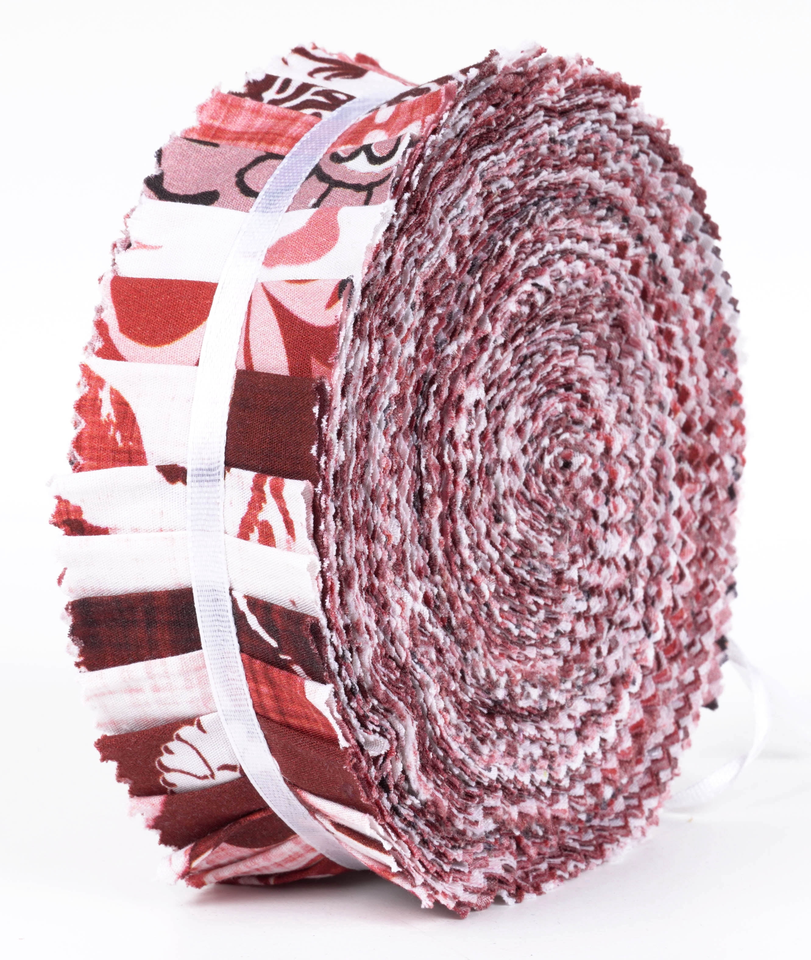 Soimoi 40Pcs Block Print Precut Fabrics Strips Roll Up 1.5x42inches Cotton Jelly Rolls For Quilting - Red