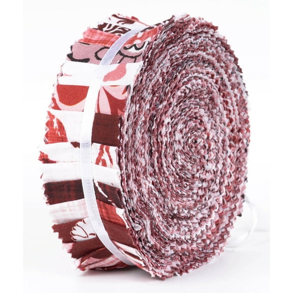 Soimoi 40Pcs Block Print Precut Fabrics Strips Roll Up 1.5x42inches Cotton Jelly Rolls For Quilting - Red