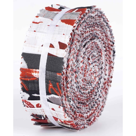 Soimoi 40Pcs Block Print Precut Fabrics Strips Roll Up 1.5x42inches Cotton Jelly Rolls For Quilting - Red