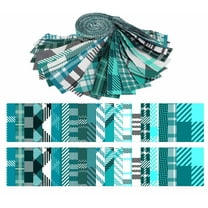 Soimoi 40Pcs Check & Tartan Print Cotton Precut Fabrics For Quilting Craft Strips 2.5x42inches Jelly Roll - Teal Blue