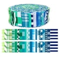 thumbnail image 1 of Soimoi 40Pcs Check & Tartan Print Precut Fabrics Strips Roll Up 1.5x42inches Cotton Jelly Rolls For Quilting - Blues & Greens, 1 of 9