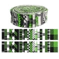 thumbnail image 1 of Soimoi 40Pcs Check & Tartan Print Precut Fabrics Strips Roll Up 1.5x42inches Cotton Jelly Rolls For Quilting - Green & Black, 1 of 9