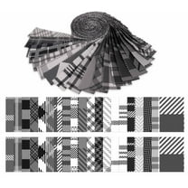 Soimoi 40Pcs Check & Tartan Print Precut Fabrics Strips Roll Up 1.5x42inches Cotton Jelly Rolls For Quilting - White & Black