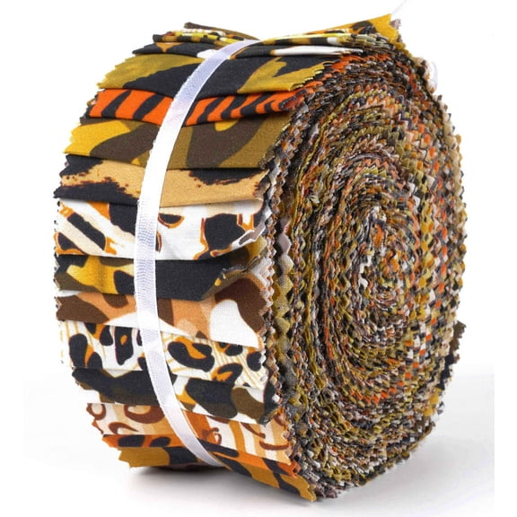 Soimoi 40Pcs Floral Artistic Print Cotton Precut Fabrics For Quilting Craft Strips 2.5x42inches Jelly Roll - Brown