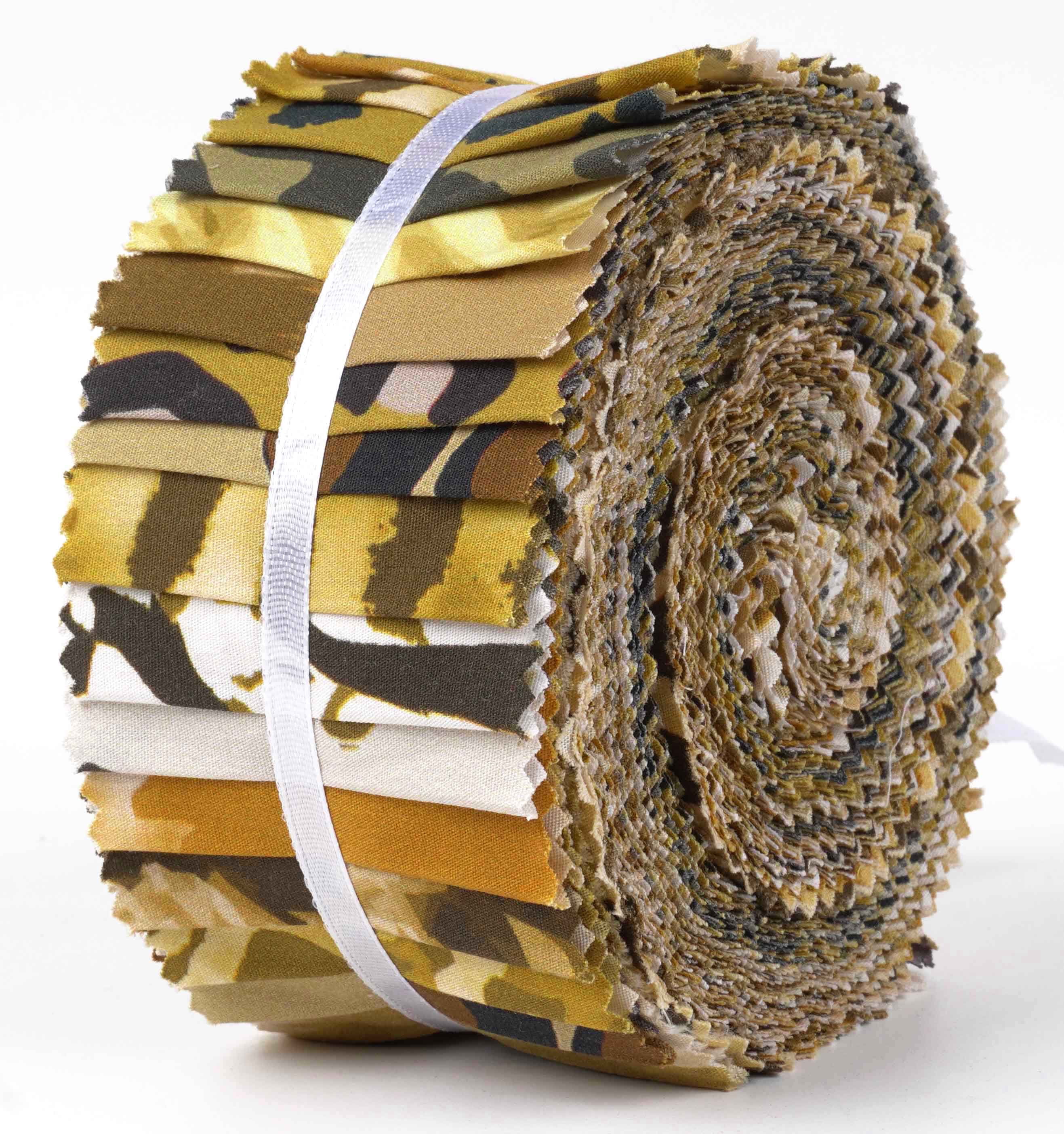 Soimoi 40Pcs Floral Artistic Print Cotton Precut Fabrics For Quilting Craft Strips 2.5x42inches Jelly Roll - Light Brown